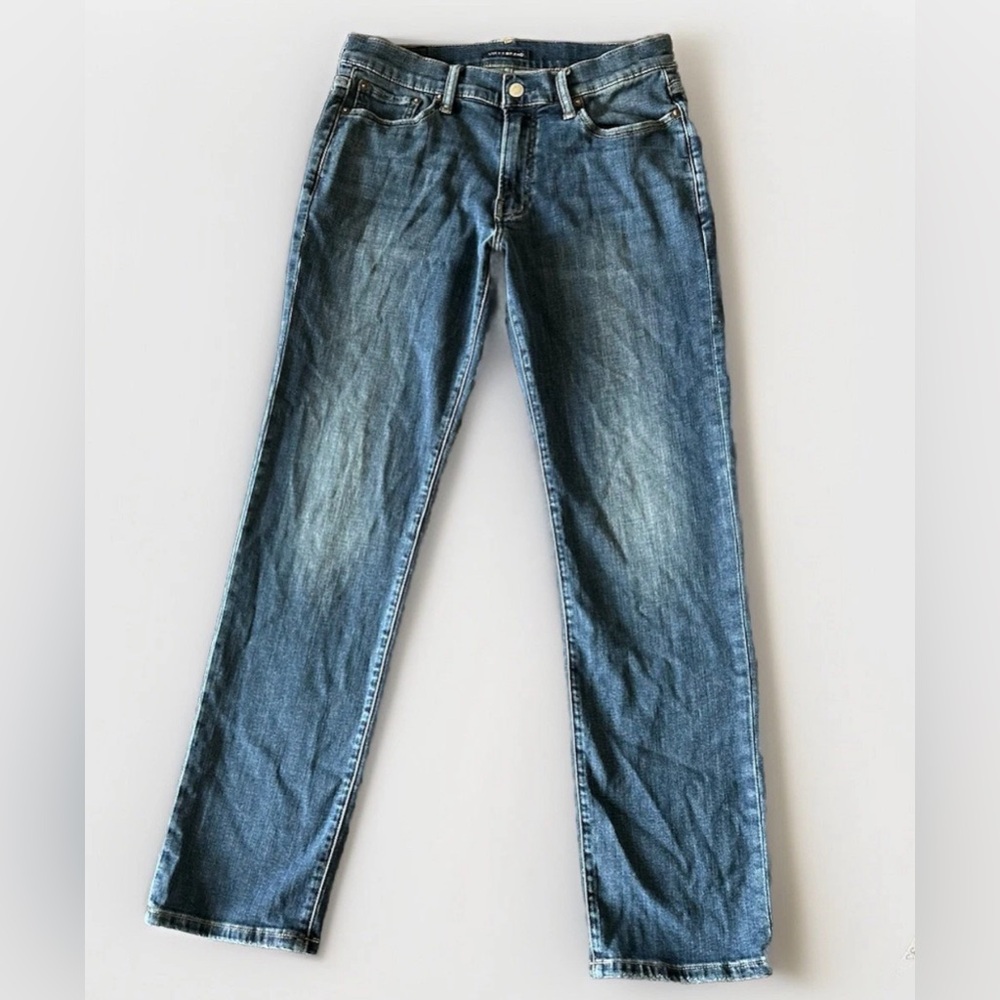 Lucky Brand Size 30x32 Mens Straight Blue Denim 5 Pocket Logo Tag Jeans
